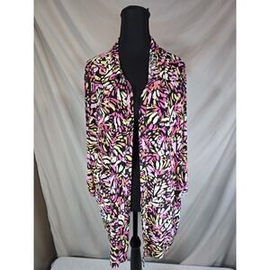 Emily Daniels Womens Button Up Blouse Size 2x Floral Watercolors